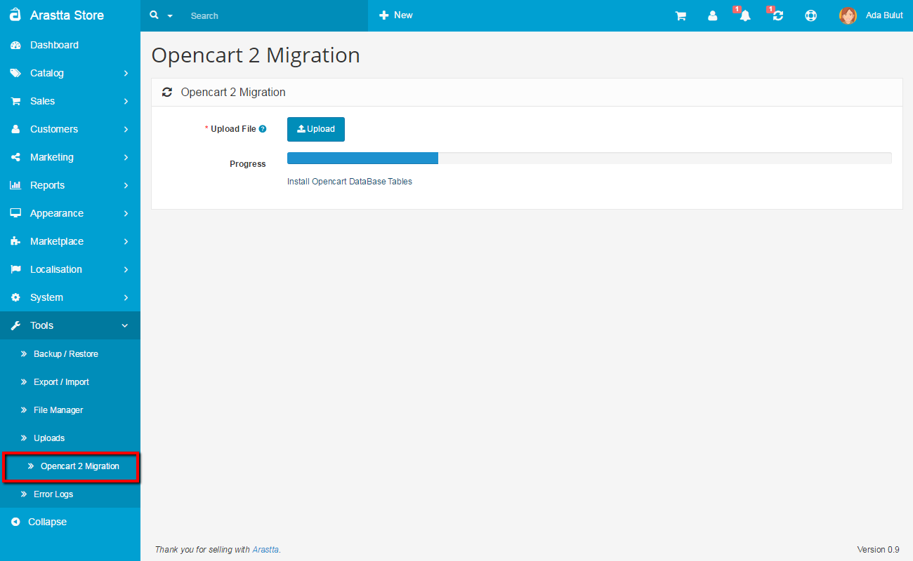 opencart 2 migrating