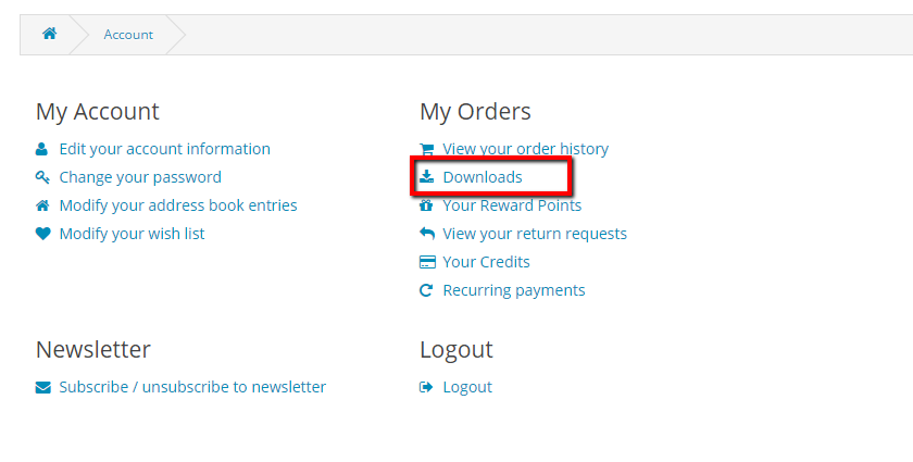 my account downloads