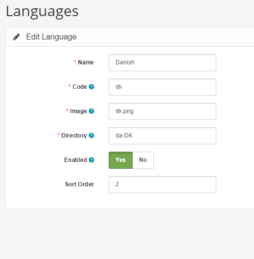 Language settings