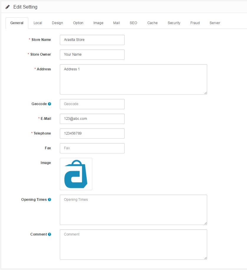 settings general tab