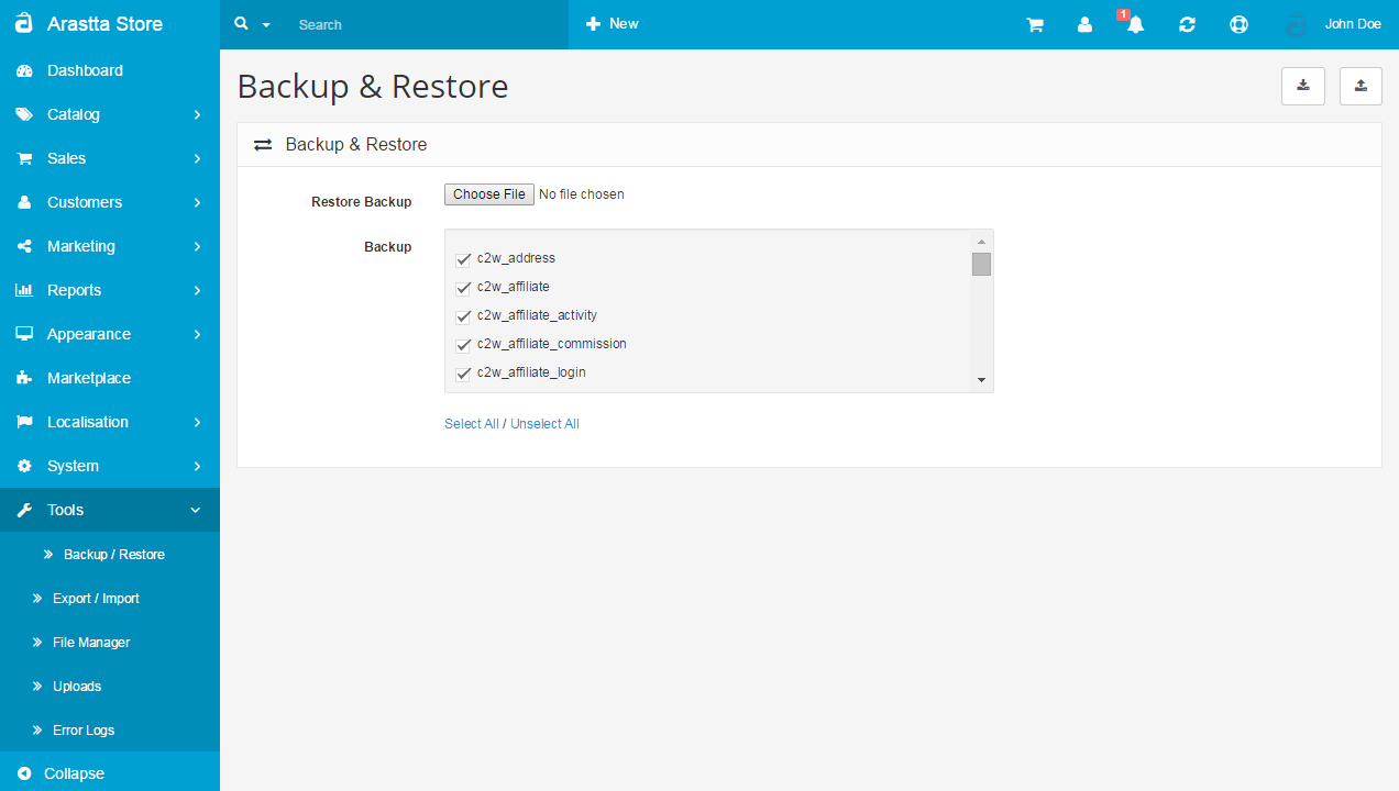 backup restore backend