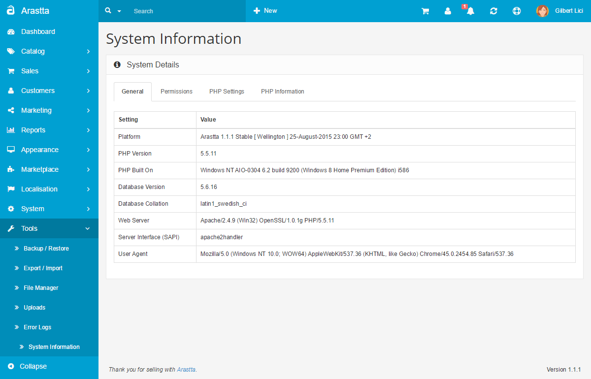 system information 1