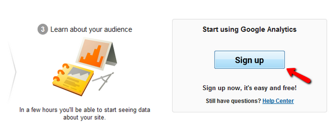 Signing up for Google Analytics