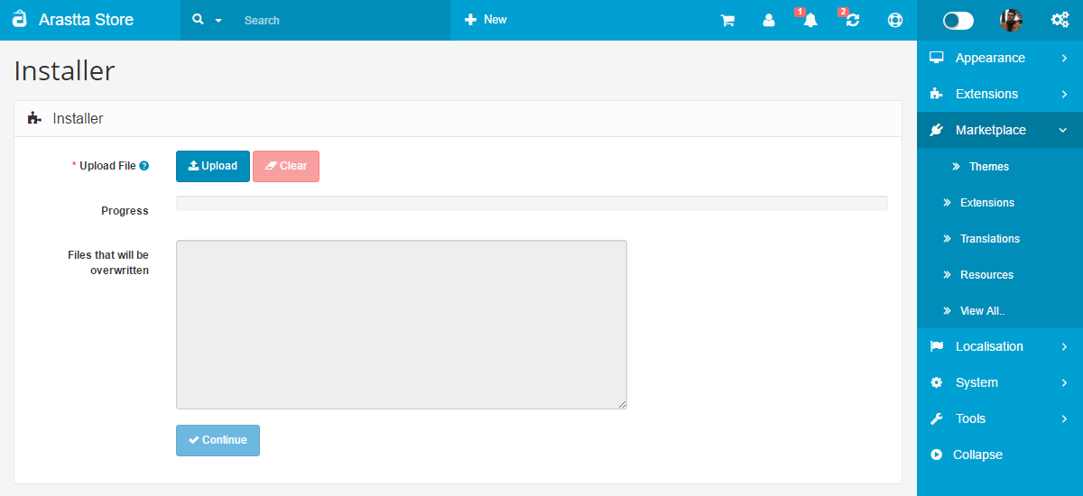 theme installation from installer