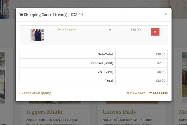 Modal Cart Module Example