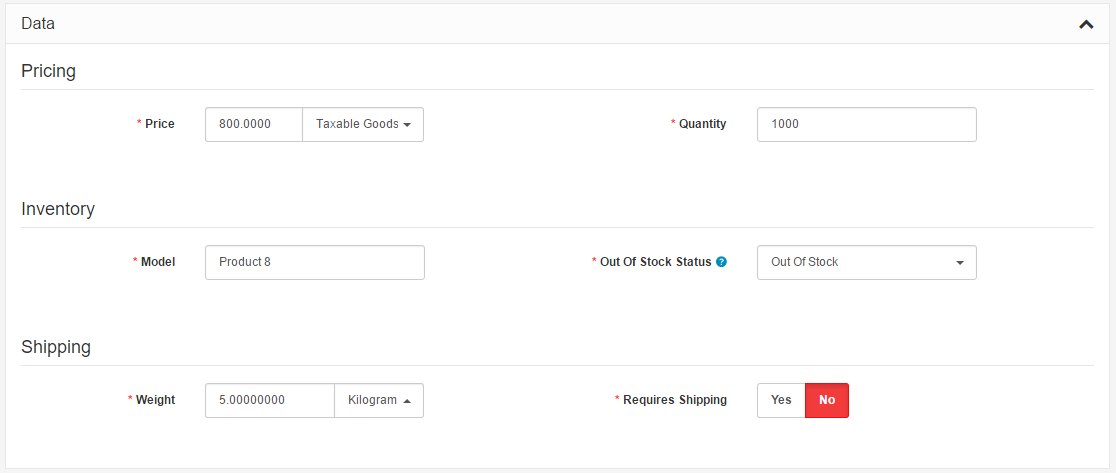 products data