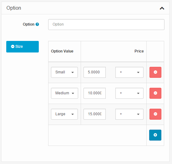 products adding option