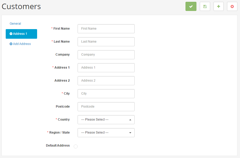 customers address