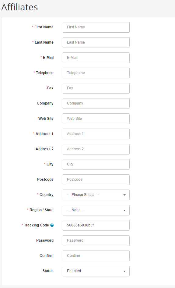 affiliate general tab