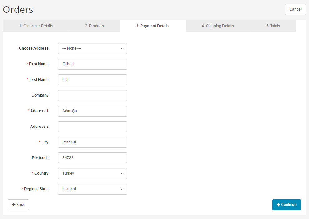 orders payment details