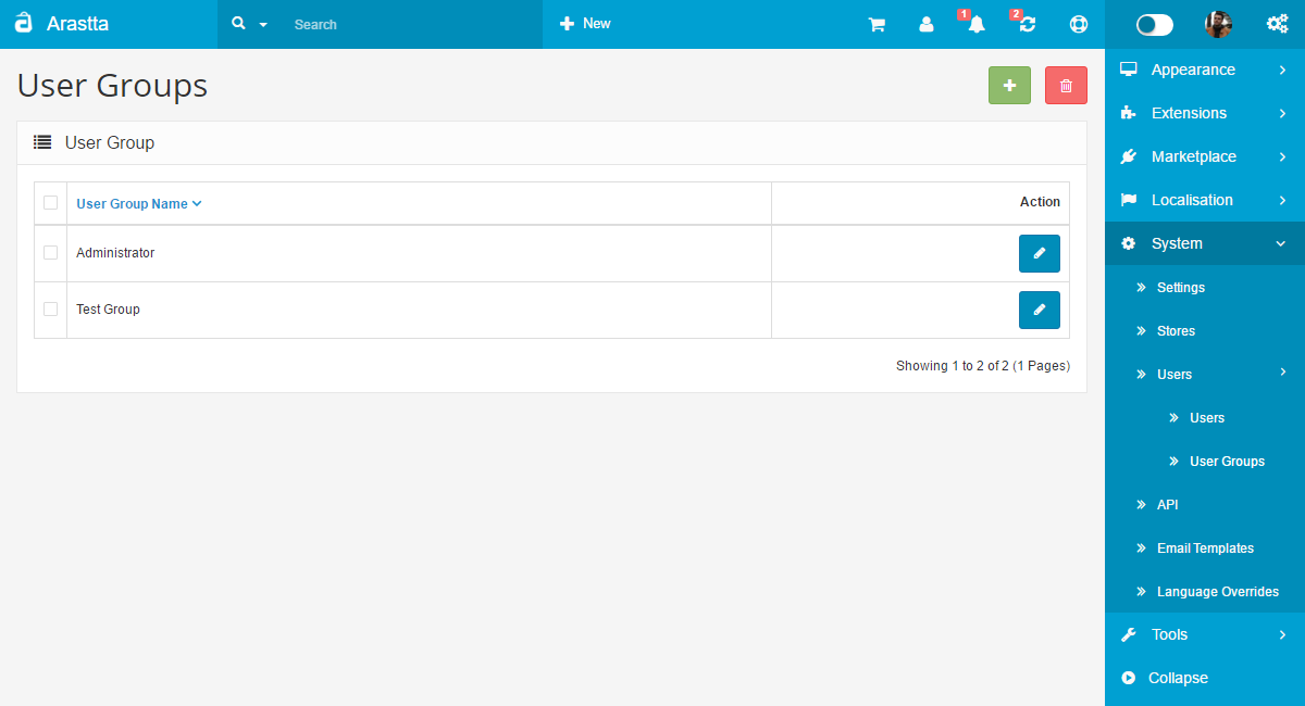 system user groups backend