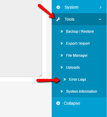 Accessing the Error Log Section in Arrassta