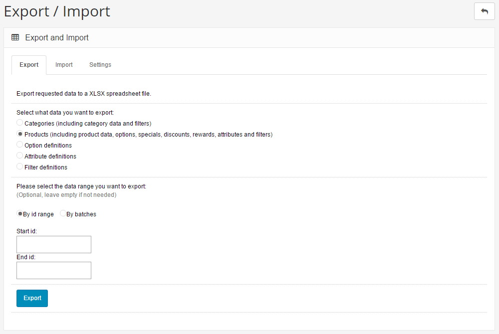 export backend