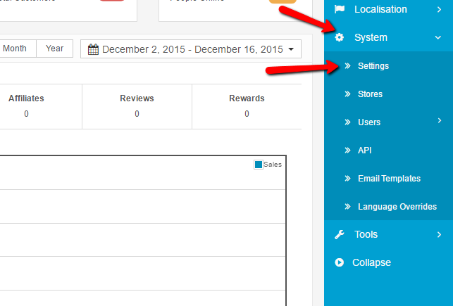 Accessing the Settings Menu in Arastta