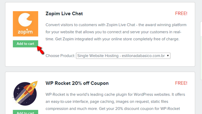 Adding the Zopim Live Chat to your cart