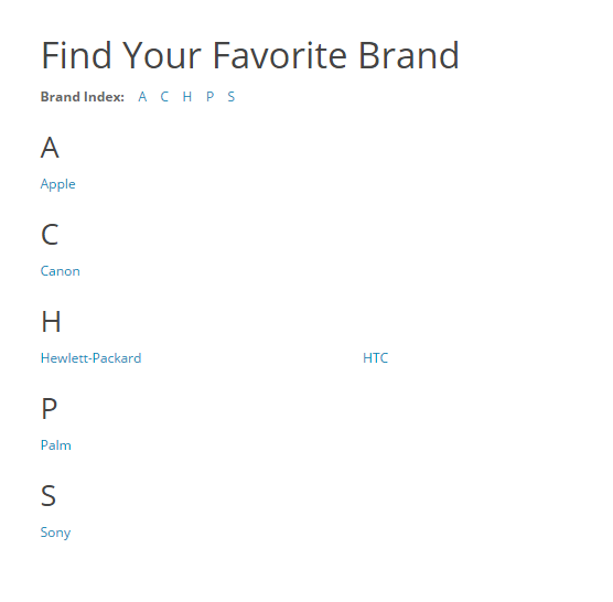 brands page